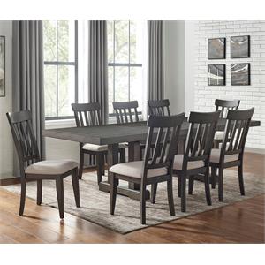 Pemberly Row Modern Dusky Cedar Brown 9-Piece Wood Dining Set