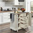 Pemberly Row Solid Wood Kitchen Cart in Off White