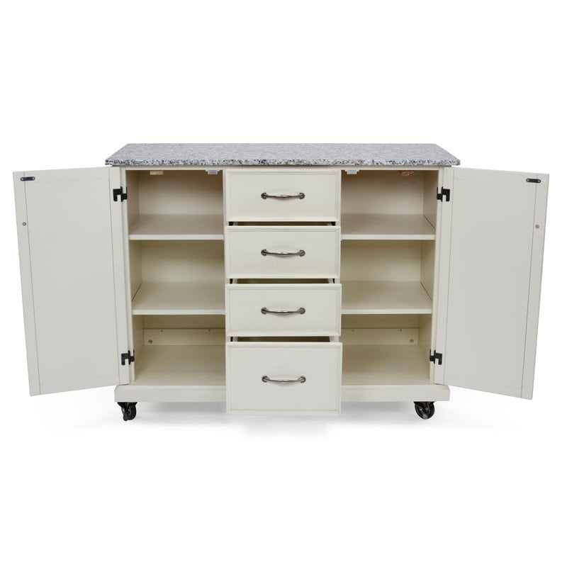 Pemberly Row Solid Wood Kitchen Cart in Off White