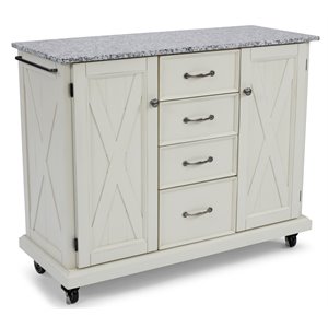 Pemberly Row Solid Wood Kitchen Cart in Off White