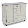 Pemberly Row Solid Wood Kitchen Cart in Off White