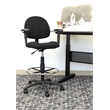 Pemberly Row Contoured Comfort Rolling Fabric Drafting Stool with Arms in Black