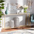 Pemberly Row Glam Gold Finished Metal and Mirrored Glass Console Table