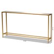 Pemberly Row Glam Gold Finished Metal and Mirrored Glass Console Table