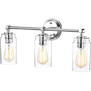 Pemberly Row Contemporary 3 Light Chrome Bath Vanity Fixture 23&quot Width