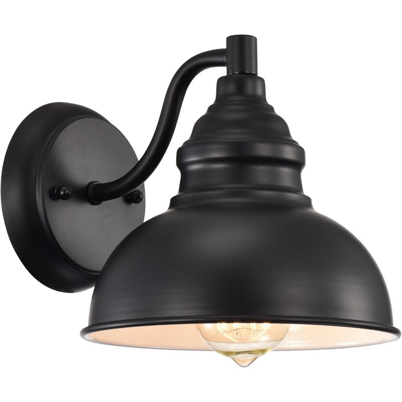 Pemberly Row Industrial 1 Light Textured Black Indoor Wall Sconce 8