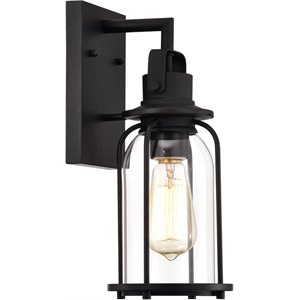 Pemberly Row Transitional 1 Light Textured Black Outdoor Wall Sconce 13&quot Height