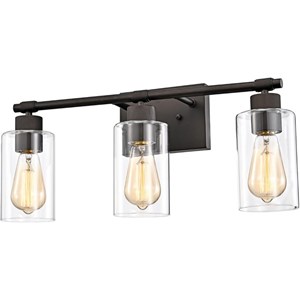 Pemberly Row Contemporary 3 Light Rubbed Bronze Bath Vanity Fixture 22&quot Width