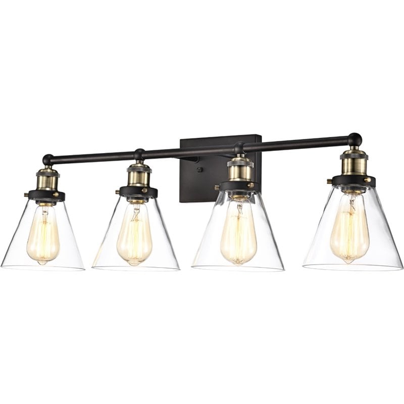 Pemberly Row Contemporary 4 Light Rubbed Bronze Bath Vanity Fixture 32