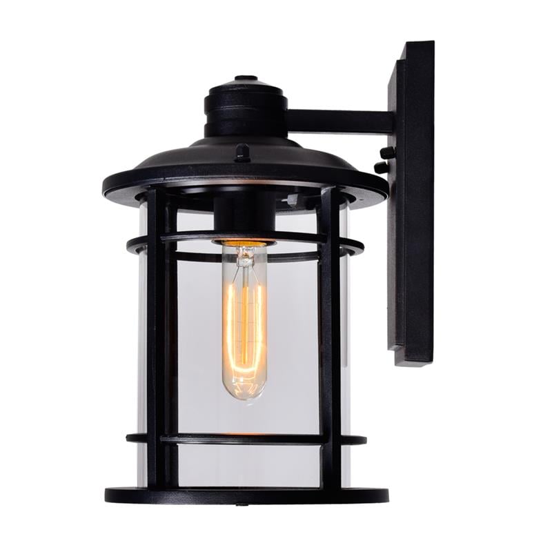 Pemberly Row 1 Light Farmhouse Metal Outdoor Wall Lantern in Black