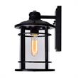 Pemberly Row 1 Light Farmhouse Metal Outdoor Wall Lantern in Black