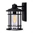 Pemberly Row 1 Light Farmhouse Metal Outdoor Wall Lantern in Black