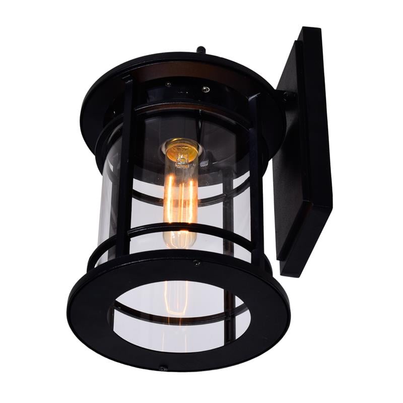 Pemberly Row 1 Light Farmhouse Metal Outdoor Wall Lantern in Black