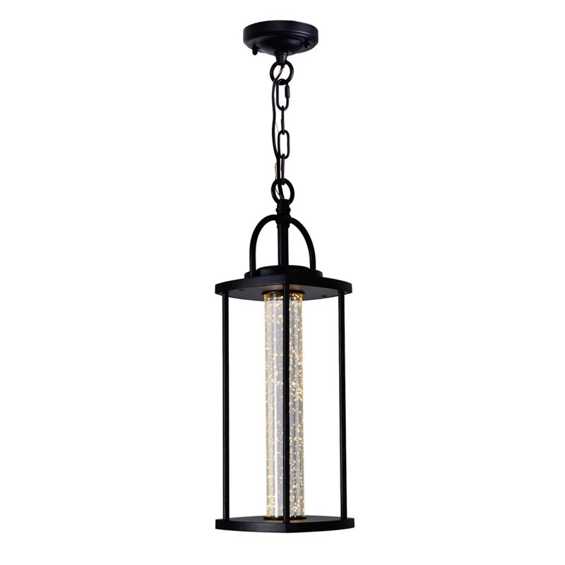 Pemberly Row 1 Light Farmhouse Metal LED Outdoor Pendant in Black
