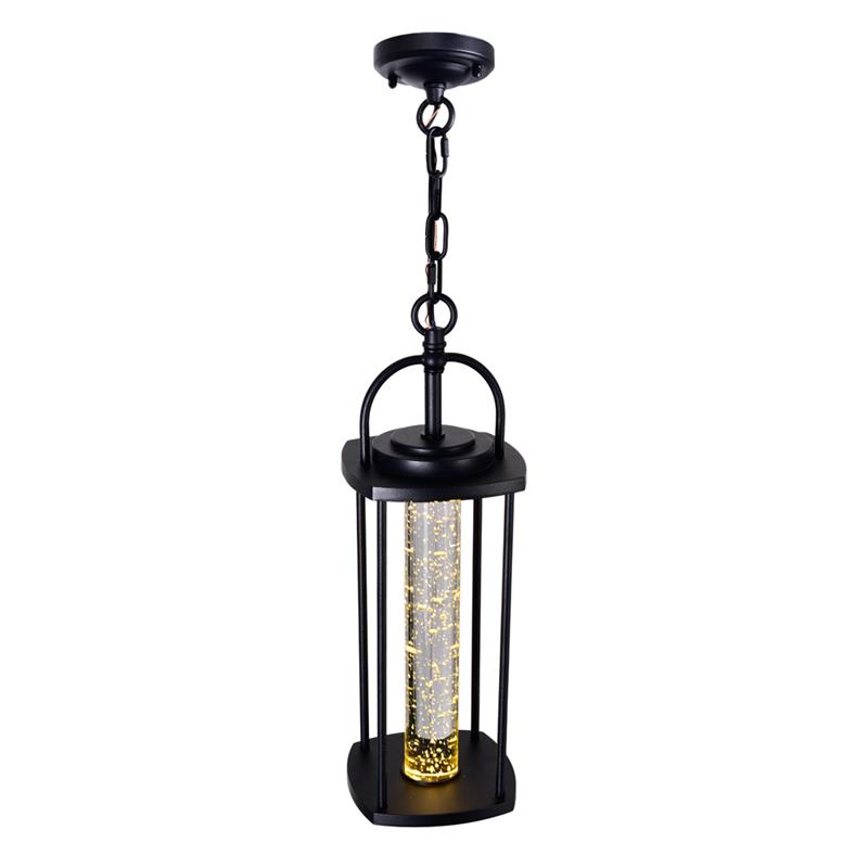 Pemberly Row 1 Light Farmhouse Metal LED Outdoor Pendant in Black