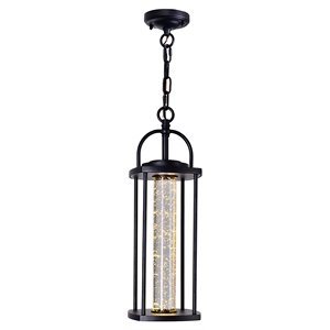 Pemberly Row 1 Light Farmhouse Metal LED Outdoor Pendant in Black
