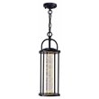 Pemberly Row 1 Light Farmhouse Metal LED Outdoor Pendant in Black