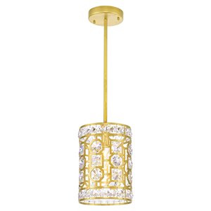 Pemberly Row 1 Light Transitional Metal Pendant in Champagne Gold