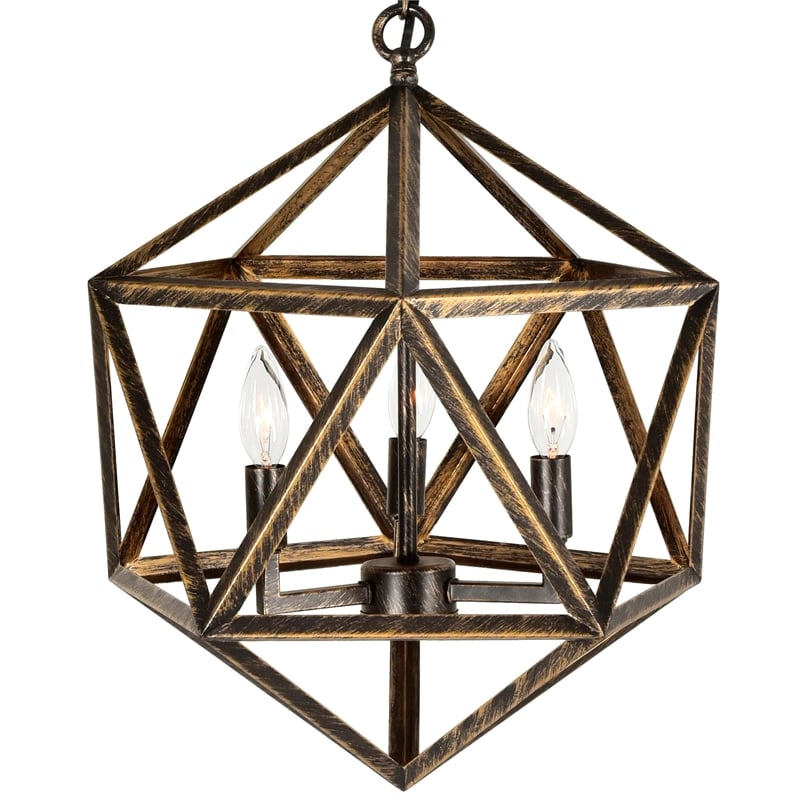 Pemberly Row 3 Light Up Farmhouse Metal Pendant in Antique Forged Copper