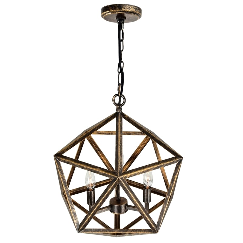 Pemberly Row 3 Light Up Farmhouse Metal Pendant in Antique Forged Copper