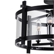 Pemberly Row Modern 4 Light Metal Cage Indoor Flush Mount in Black