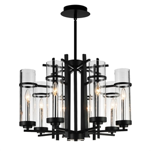 Pemberly Row 8 Light Up Contemporary Metal Chandelier in Black