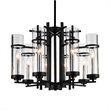 Pemberly Row 8 Light Up Contemporary Metal Chandelier in Black