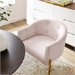 Pemberly Row Tufted Performance Velvet Stainless Steel Accent Chair in Pink