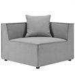Pemberly Row 6-Piece Fabric Upholstered Outdoor Patio Sectional Sofa in Gray