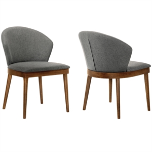 Pemberly Row 19&quot Wood Dining Side Chairs in Charcoal/Walnut (Set of 2)