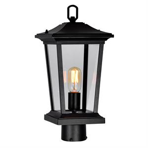 Pemberly Row 1 Light Farmhouse Metal Outdoor Lantern Head in Black