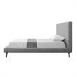 Pemberly Row Gray Linen Full Upholstered Walnut Tapered Legs Bed