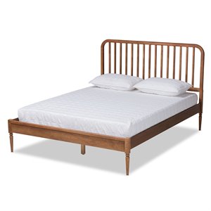 Pemberly Row Walnut Brown Finished Wood Queen Size Platform Bed
