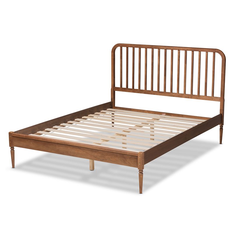 Pemberly Row Walnut Brown Finished Wood Queen Size Platform Bed
