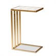 Pemberly Row Gold Finished Metal C Shaped End Table with Marble Tabletop