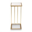 Pemberly Row Gold Finished Metal C Shaped End Table with Marble Tabletop
