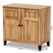 Pemberly Row Oak Brown Finished Wood 2-Door Shoe Storage Cabinet