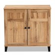 Pemberly Row Oak Brown Finished Wood 2-Door Shoe Storage Cabinet