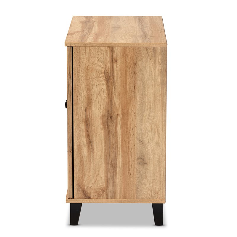 Pemberly Row Oak Brown Finished Wood 2-Door Shoe Storage Cabinet