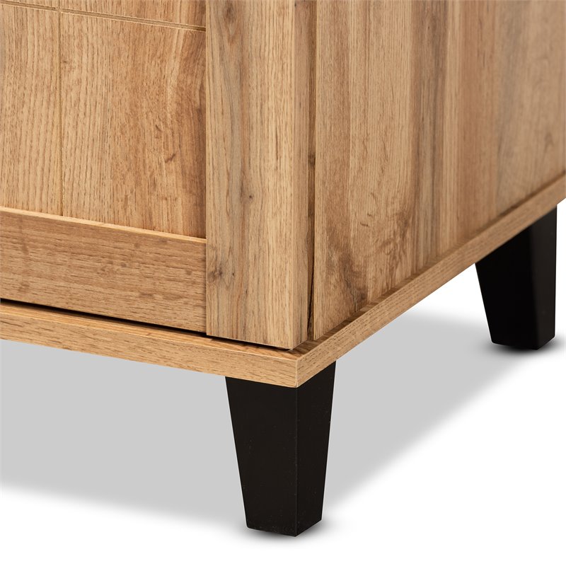 Pemberly Row Oak Brown Finished Wood 2-Door Shoe Storage Cabinet