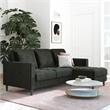 Pemberly Row Reversible Sectional Sofa Couch in Black Velvet