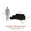 Pemberly Row Reversible Sectional Sofa Couch in Black Velvet