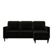 Pemberly Row Reversible Sectional Sofa Couch in Black Velvet