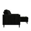 Pemberly Row Reversible Sectional Sofa Couch in Black Velvet
