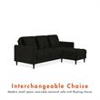 Pemberly Row Reversible Sectional Sofa Couch in Black Velvet