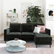 Pemberly Row Reversible Sectional Sofa Couch in Black Velvet