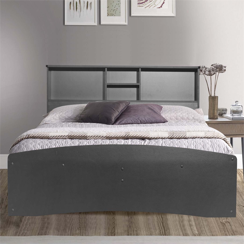 Pemberly Row Modern / Contemporary Wooden Full Captains Bed in Black