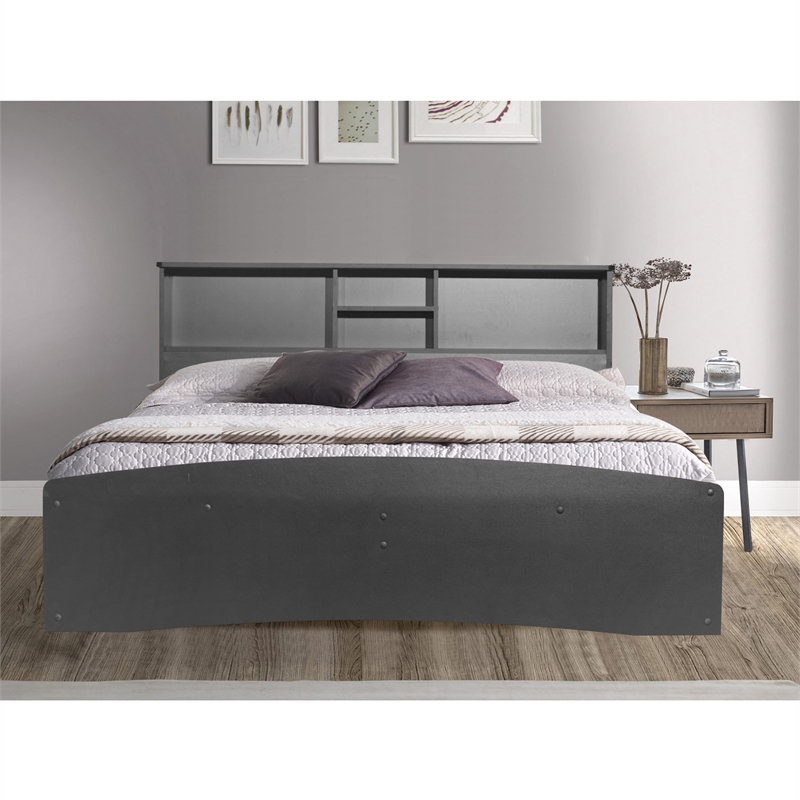 Pemberly Row Modern / Contemporary Wooden Full Captains Bed in Black
