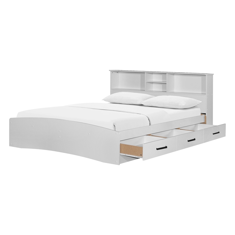 Pemberly Row Modern / Contemporary Wooden Full Captains Bed in White