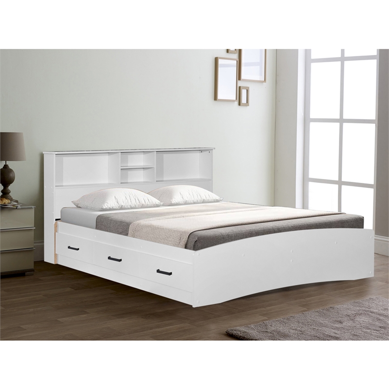 Pemberly Row Modern / Contemporary Wooden Full Captains Bed in White